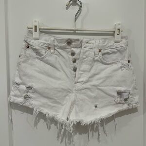Free People 5pocket Button Fly 100% cotton white denim sz 26
